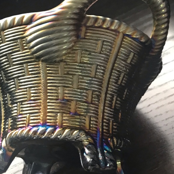 Vintage Northwood Carnival Glass Footed Basket Amethyst - Picture 5 of 11